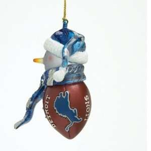   Lions NFL Striped Acrylic Snowman Ornament (3) 
