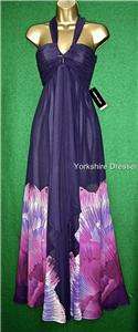 New KAREN MILLEN Purple Floral Print Maxi Dress Uk 8 16  