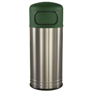  Stainless Steel Domed Trash Receptacle with Push Door 