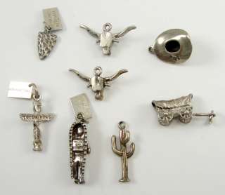Vintage Sterling Charms Traditional 8 Western Motif  
