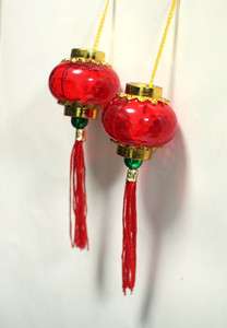 Chinese Lunar New Year Lucky Red Lantern mini pair decoration (medium 