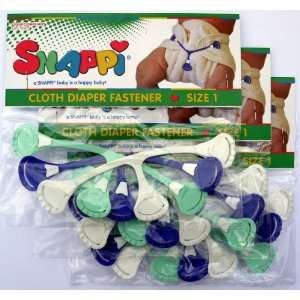 Snappi Cloth Diaper Fasteners   Pack of 9 (3 Mint, 3 Purple, 3 White)