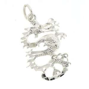    Sterling Silver 18 Snake Chain Necklace with Charm Dragon Jewelry