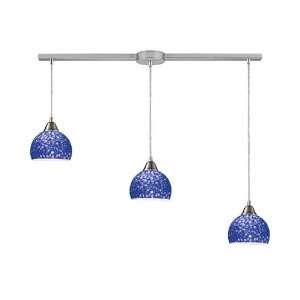  Cira 3 Light Pendant In Satin Nickel And Pebbled Blue 