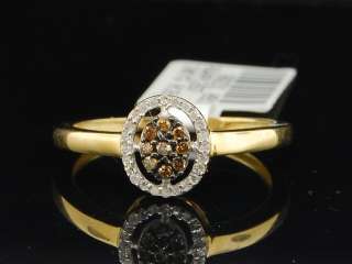   GOLD CHOCOLATE BROWN & WHITE DIAMOND ENGAGEMENT WEDDING RING  