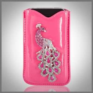  Pink Bling Peacock on Pink Elite Pouch Luxury glass 
