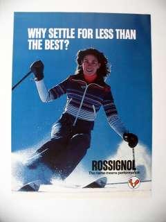 Rossignol Skis woman skier skiing 1977 print Ad  
