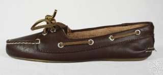 SPERRY Top Sider Skiff Brown Leather Womens Loafers Slip On Shoes New 