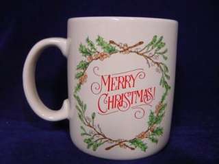 Hallmark Coffee Mug Vtg Santa Christmas Holly Mistletoe  