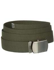 Olive One Size Canvas Military Web Belt With Silver Slider Buckle