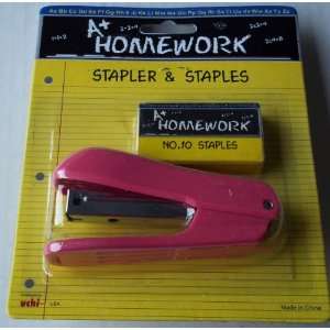  Stapler and Staples Set (2 Pack ((2 Sets)) Color Pink 