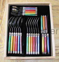   LAGUIOLE PEARLIZED MULTICOLOR STAINLESS STEEL SILVERWARE FRANCE NEW