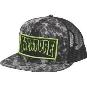 Creature Patch Distressed Mesh Hat Adjustable Black Green Skate Hats