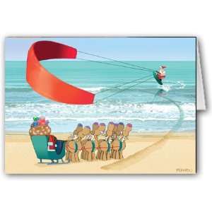 Kiteboarding Santa Christmas Card 