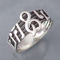 Music Musical Note Notes Sterling Silver Ring 9  