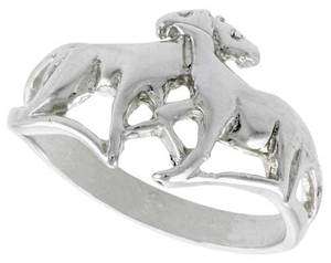 Sterling Silver Double Horse Ring ffr523  
