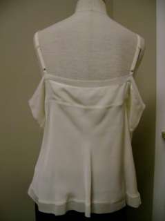 Eileen Fisher Crinkle Chiffon Trim Silk Cami Softwhite NWT $158  