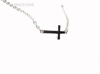 New Silver Sideways Cross Necklace  
