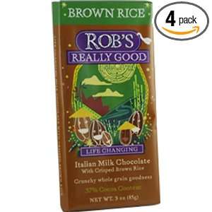 Robs Really Good Chocolate Bar, 37% Milk Chocolate With Brown Rice, 3 