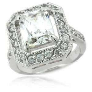    Sterling Silver Prong Set Simulated Diamond CZ Ring Jewelry