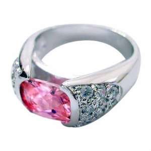    Sterling Silver Vintage Pink and Simulated Diamond CZ Ring Jewelry
