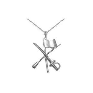  Color Guard Flag Rifle Saber Necklace in Silver for Color Guard 