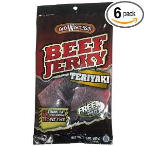 Old Wisconsin Teriyaki Jerky, 3.5 Ounce Pouch (Pack of 6)  