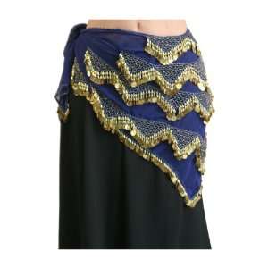  Hip Scarf, Gold Color Coins, Royal Blue Musical 