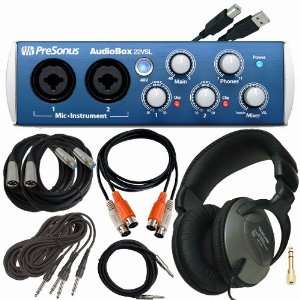   Recording Interface with Headphones and Cable Package Electronics