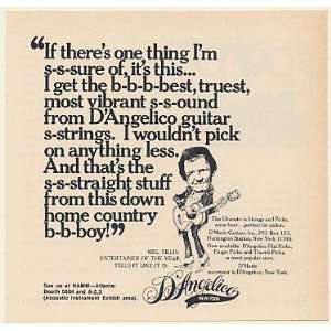  1977 Mel Tillis DAngelico Guitar Strings Print Ad (Music 