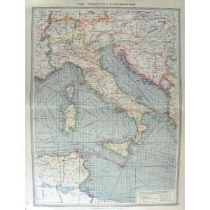  HARMSWORTH MAP 1906 ITALY INDUSTRY COMMUNICATIONS