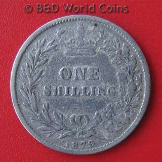 GREAT BRITAIN ENGLAND 1879 1 SHILLING SILVER NO DIE # QUEEN VICTORIA 