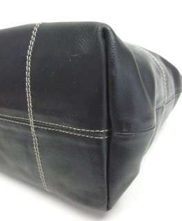 COCCINELLE Black Leather Stitch Trim Tote Handbag  