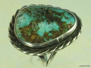 VINTAGE SOUTHWEST STERLING SILVER BLUE TURQUOISE RING  