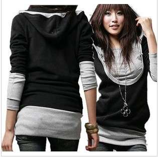 fashion korean women u colla r long sleeve casual tops shirt hoodie 