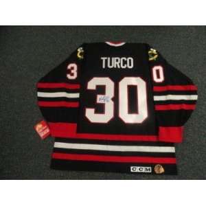  Marty Turco Autographed Jersey   Chicago Blackhawks 3rd 