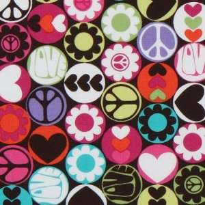  colourful Peace Buttons Michael Miller designer fabric 