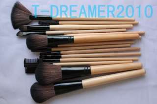 New 15 PCS Professional Makeup Brush Set Cosmetic Set Leather Case 