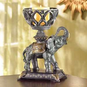  Elephant/Basket Candle Holder