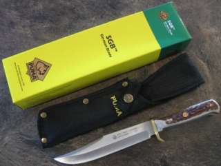 NEW Puma SGB Bowie Staghorn Hunter Fixed Blade Knife with Nylon Sheath 