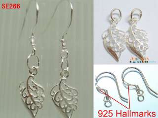 925 sterling sliver Charm earrings /hooks /pendants leaf jewelry DIY 
