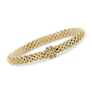  Italian Vermeil Mesh Bracelet With .45 ct. t.w. CZ Bead 