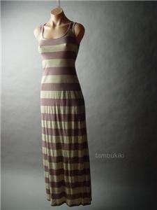 CORSET Style Lace Up Back Stripe Tank Maxi fp Dress M  