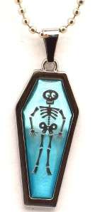 New design gothic skelton coffin silver plated. 1.5inch. Silvertone 