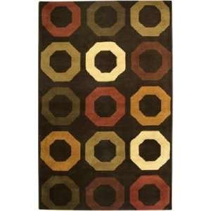  Natural Wool Collection Octagons Brown 2x3 Area Rug 