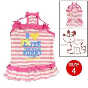   Dog Size 4 Pink White Stripe Pleated Trim Tank Top Dress