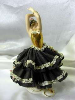 Germany Dresden Flamenco Dancer Porcelain Lace Figurine Sandizell 