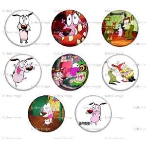  Set of 8 COURAGE THE COWARDLY DOG Pinback Buttons 1.25 