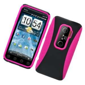 Hybrid Hot Pink/ Black Hard Protector Back Cover Case HTC 