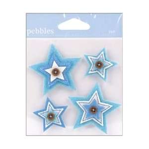  American Crafts Pebbles New Boy Felt Stars 4/Pkg Felt 